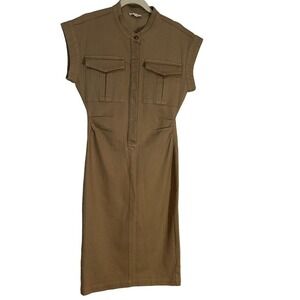 Bohme Women’s Caitlin Denim Dress Size XS Extra Small Tan Utility Pockets Button